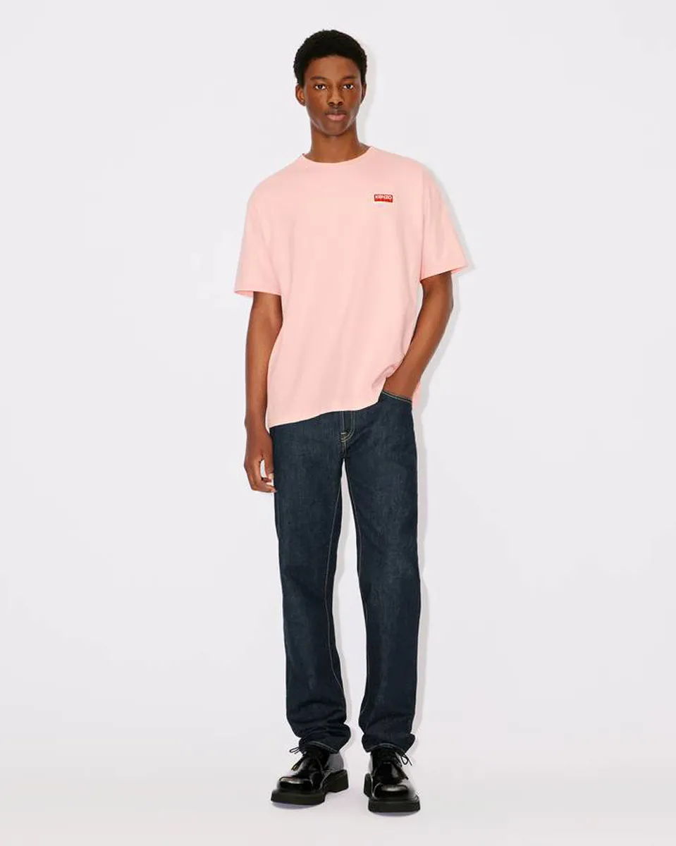 KENZO 23 early autumn new men's and women's Same Style short-sleeved T-shirt is the iconic clothing in KENZOSeries. This season. This clothing has a small KENZO Paris LOGO embroidered patch on the chest. There is a large printed LOGO on the back. It adds street style. Color: Black, Apricot, White, Tibetan Blue, Seagull Gray. Pink Size: M L XL XXL. Three standards: K 63
